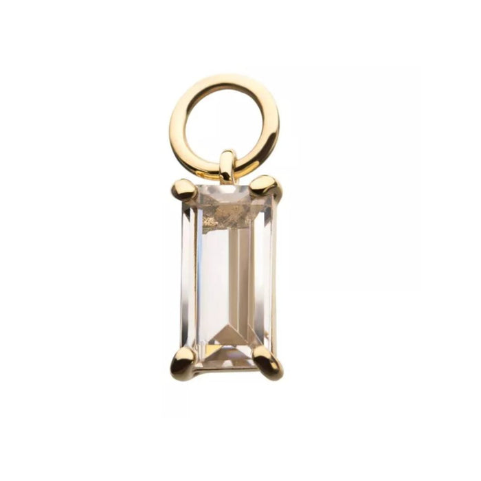 14K Gold CZ Baguette Earring Charm