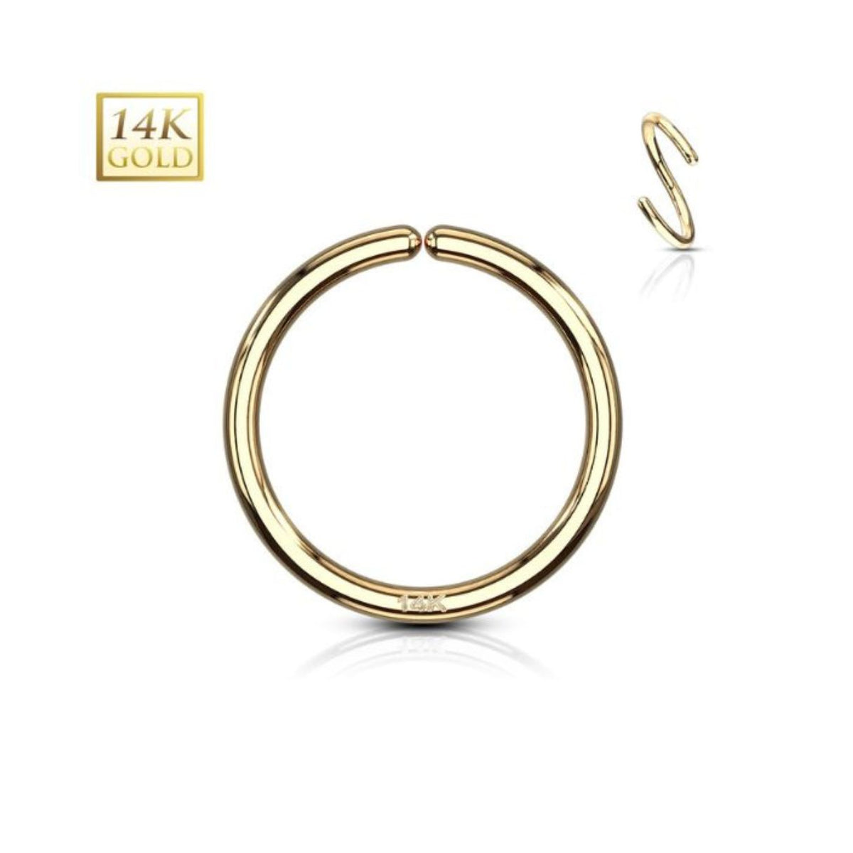 14K Gold Classic Seamless Bendable Hoop