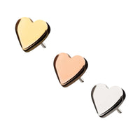 Classic 14K Gold Threadless Heart Earring with Titanium Flat Back Earring