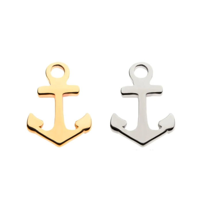 14K Gold Threadless Flat Back Anchor Earring with Titanium Backing