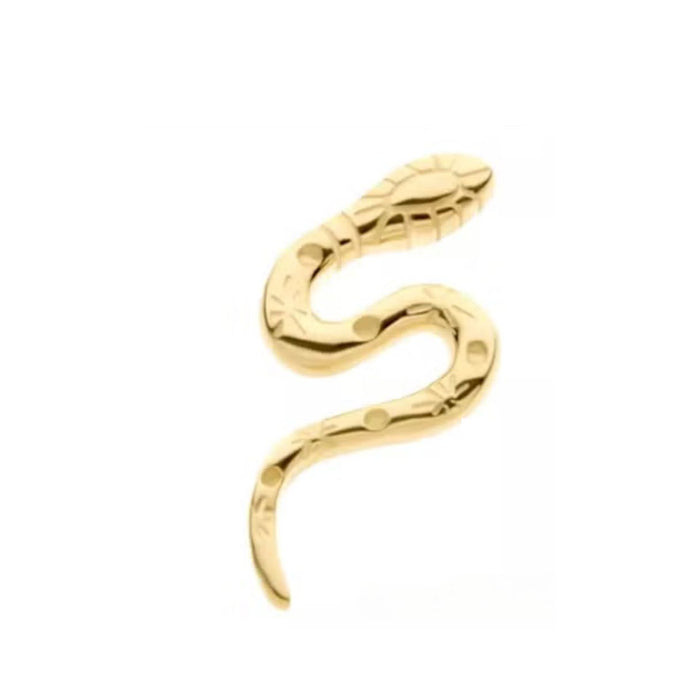 14K Gold Threadless Celestial Snake Earring with Titanium Backing