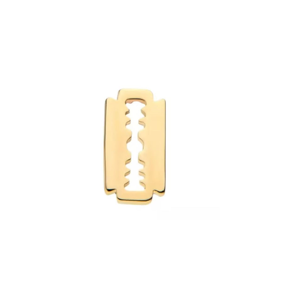 14K Gold Threadless Razorblade Earring with Titanium Backing