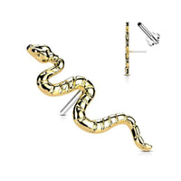 Titanium Threadless Push in Flat Back Snake Earring