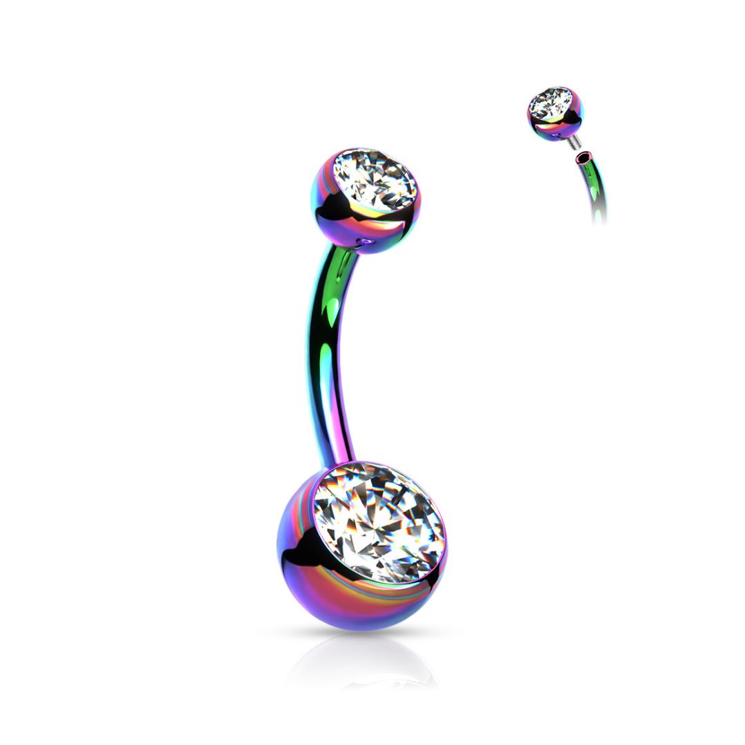 Titanium Double Jewel Belly Button Ring