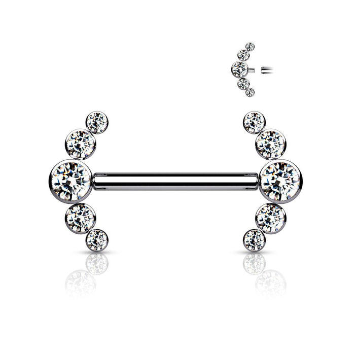 Titanium Internally Threaded 5 Bezel CZ End Nipple Barbell