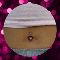 Titanium CZ Heart Navel Barbell