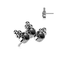 Titanium Threadless Flat Back CZ Ball Crown Earring