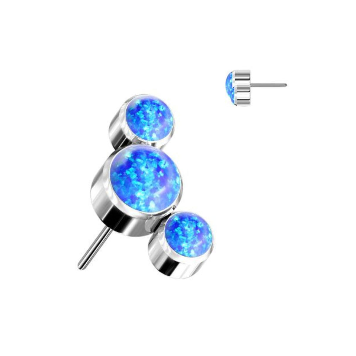 Titanium Threadless Push In Flat Back Opal Cluster Earring