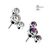 Titanium Threadless Flat Back CZ Cluster Earring