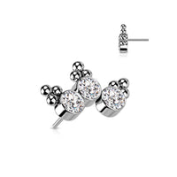 Titanium Threadless Flat Back CZ Ball Crown Earring