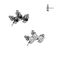 Titanium Threadless Flat Back CZ Ball Crown Earring