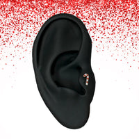 Titanium Threadless CZ Candy Cane Xmas Flat Back Earring