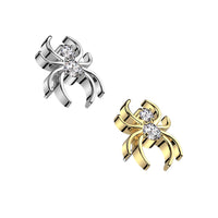 Titanium Threadless Push In Flat Back CZ Spider Earring