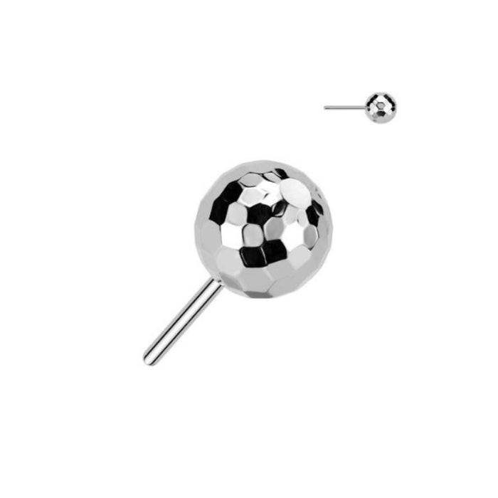 Titanium Threadless Push In Flat Back Disco Ball Earring