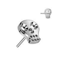 Titanium Threadless Push In Flat Back Skull Earring