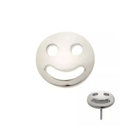 Titanium Threadless Push In Flat Back Smiley Face Earring