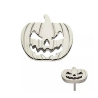 Titanium Threadless Push In Flat Back Jack-O-Lantern Pumpkin Earring