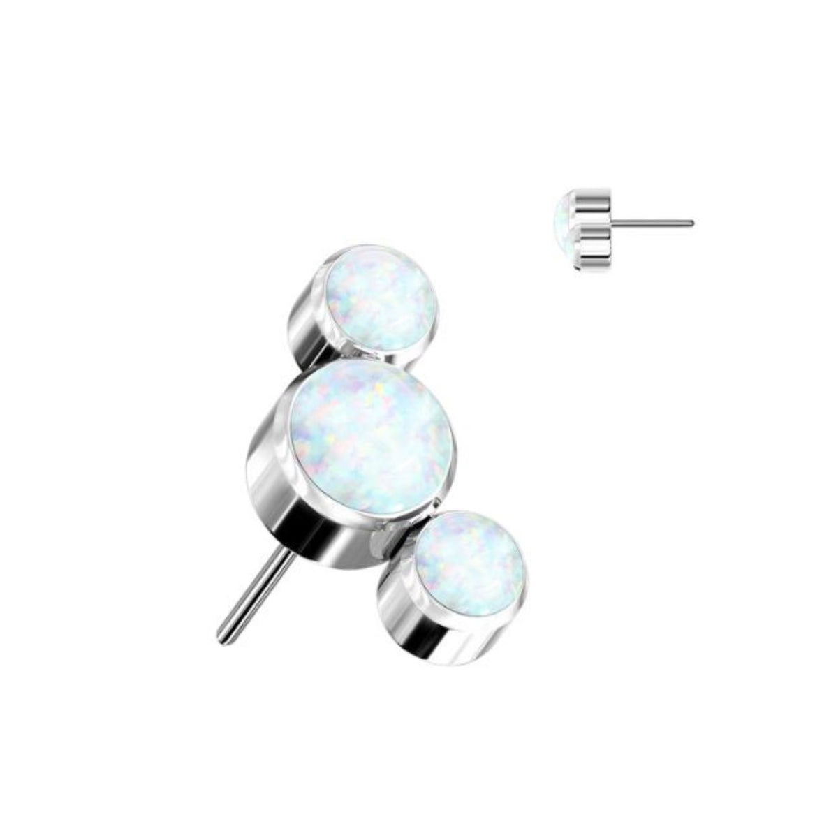 Titanium Threadless Push In Flat Back Opal Cluster Earring