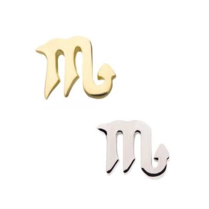 Titanium and 14K Gold Scorpio Zodiac Symbol Threadless Earrings