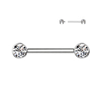 Titanium Internally Threaded CZ End Nipple Barbell