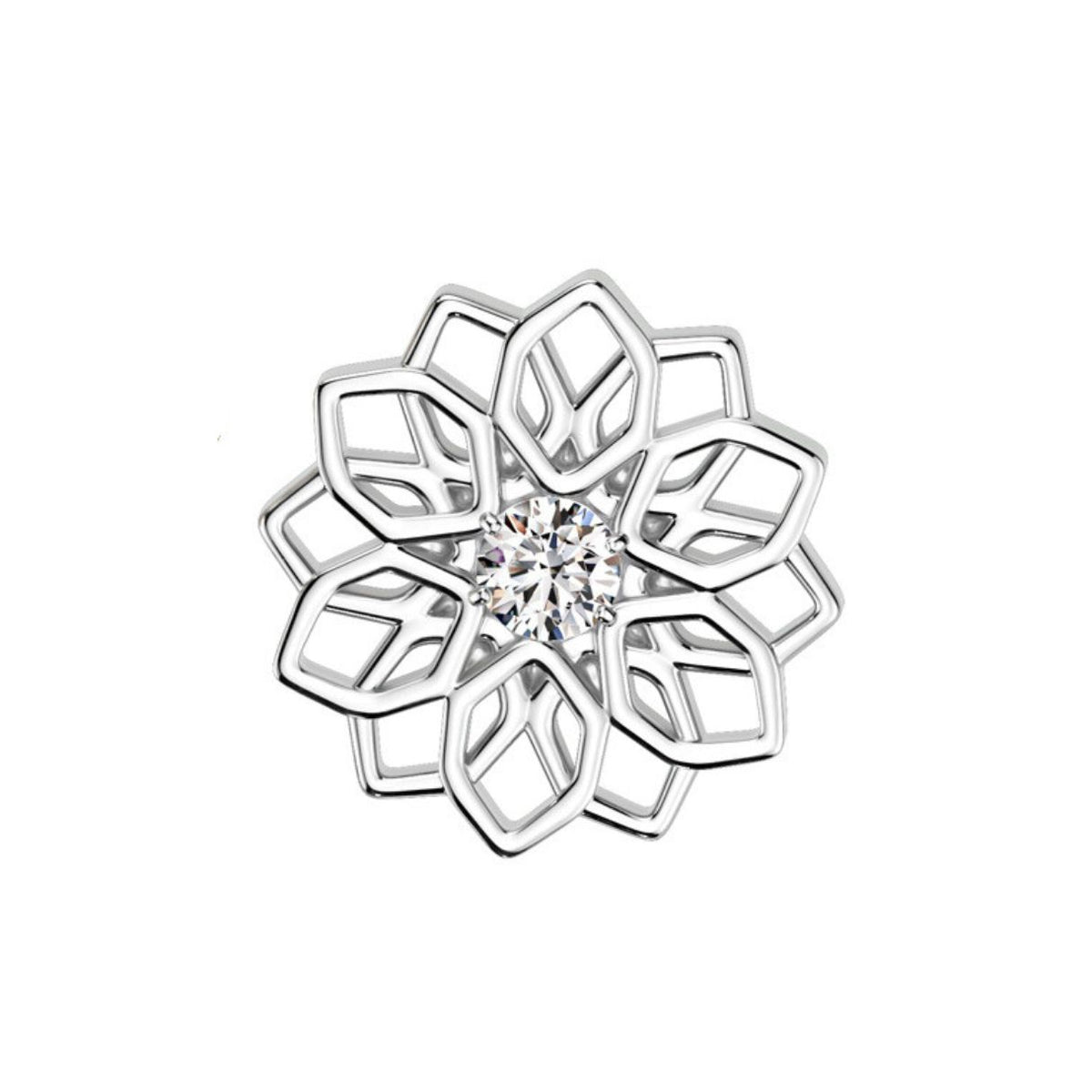 Titanium Threadless Push In Flat Back CZ Mandala Flower Earring