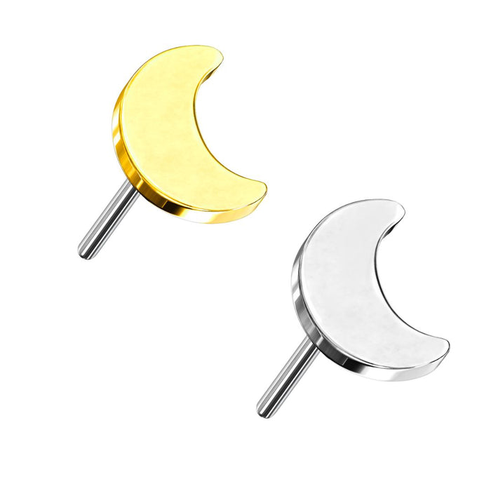 Titanium Threadless Push in Flat Back Moon Earring