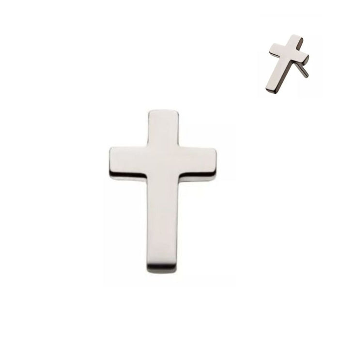 Titanium Threadless Cross Flat Back Earring