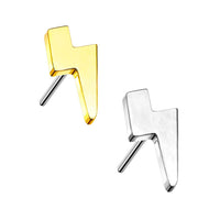 Titanium Threadless Push in Flat Back Lightning Bolt Earring