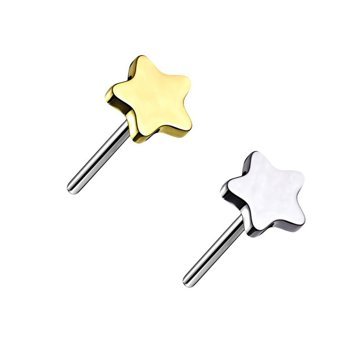 Titanium Threadless Push in Flat Back Star Earring