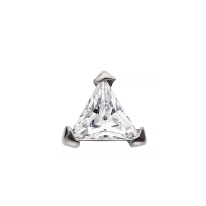 Titanium 16G Internally Threaded CZ Triangle Earring