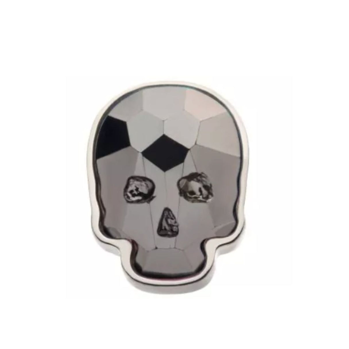 Titanium Threadless Black Glass Skull Flat Back Earring