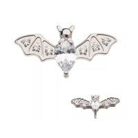 Titanium Threadless CZ Bat Flat Back Earring