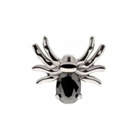 Titanium Threadless Black CZ Spider Flat Back Earring