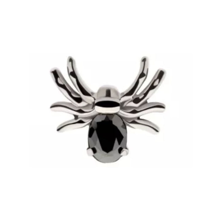 Titanium Threadless Black CZ Spider Flat Back Earring