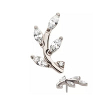 Titanium Threadless Flat Back CZ Branch Earring