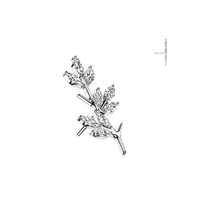 Titanium Threadless Flat Back CZ Vine Earring