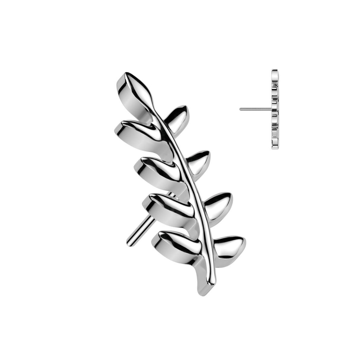 Titanium Threadless Flat Back Olive Branch Earring