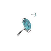 Titanium Threadless Flat Back Turquoise Marquis Earring