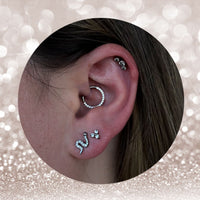 Titanium Threadless CZ Pave Snake Flat Back Earring