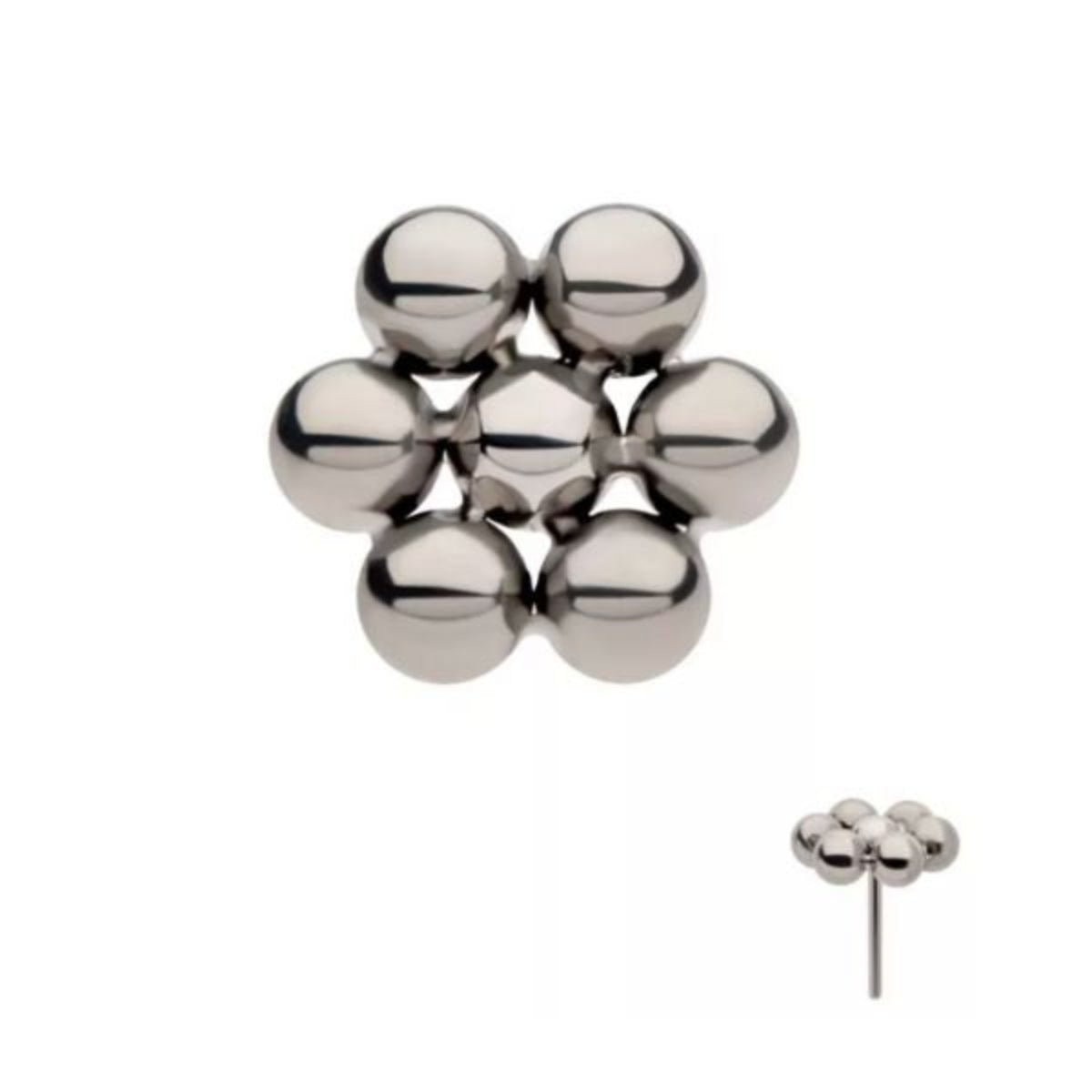 Titanium Threadless Flat Back Hexagon Ball Earring