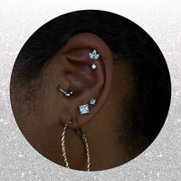 Titanium Threadless Push In Flat Back CZ Marquis Dangle Earring