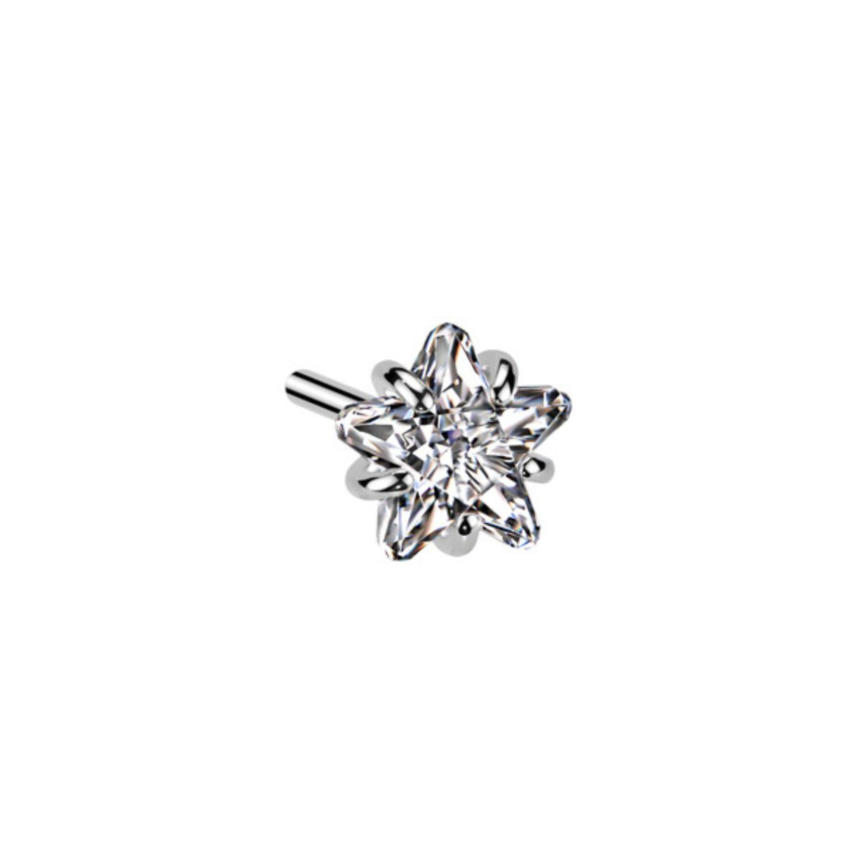 Titanium Threadless Push In Flat Back CZ Star Earring