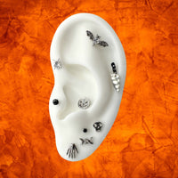 Titanium Threadless Push In Flat Back Skull Earring